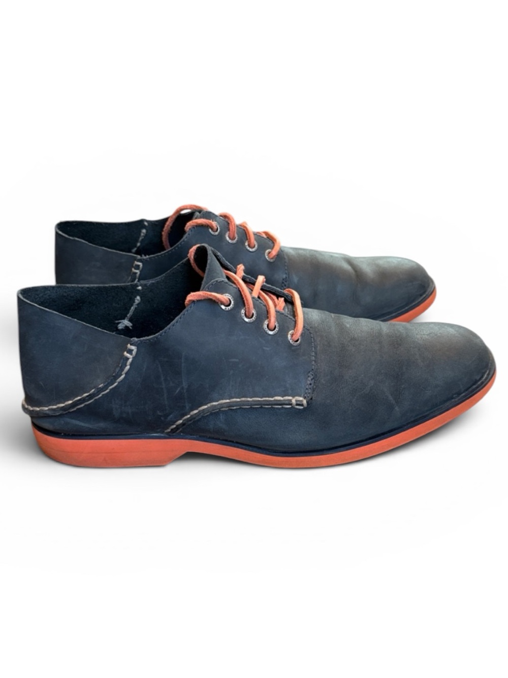 Sperry Top-Sider Boat Leather Oxfords Men’s 11.5 Navy & Orange Lace Up Shoes